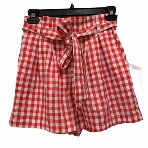 SHE & SKY Red & White Checkered Shorts Size Small